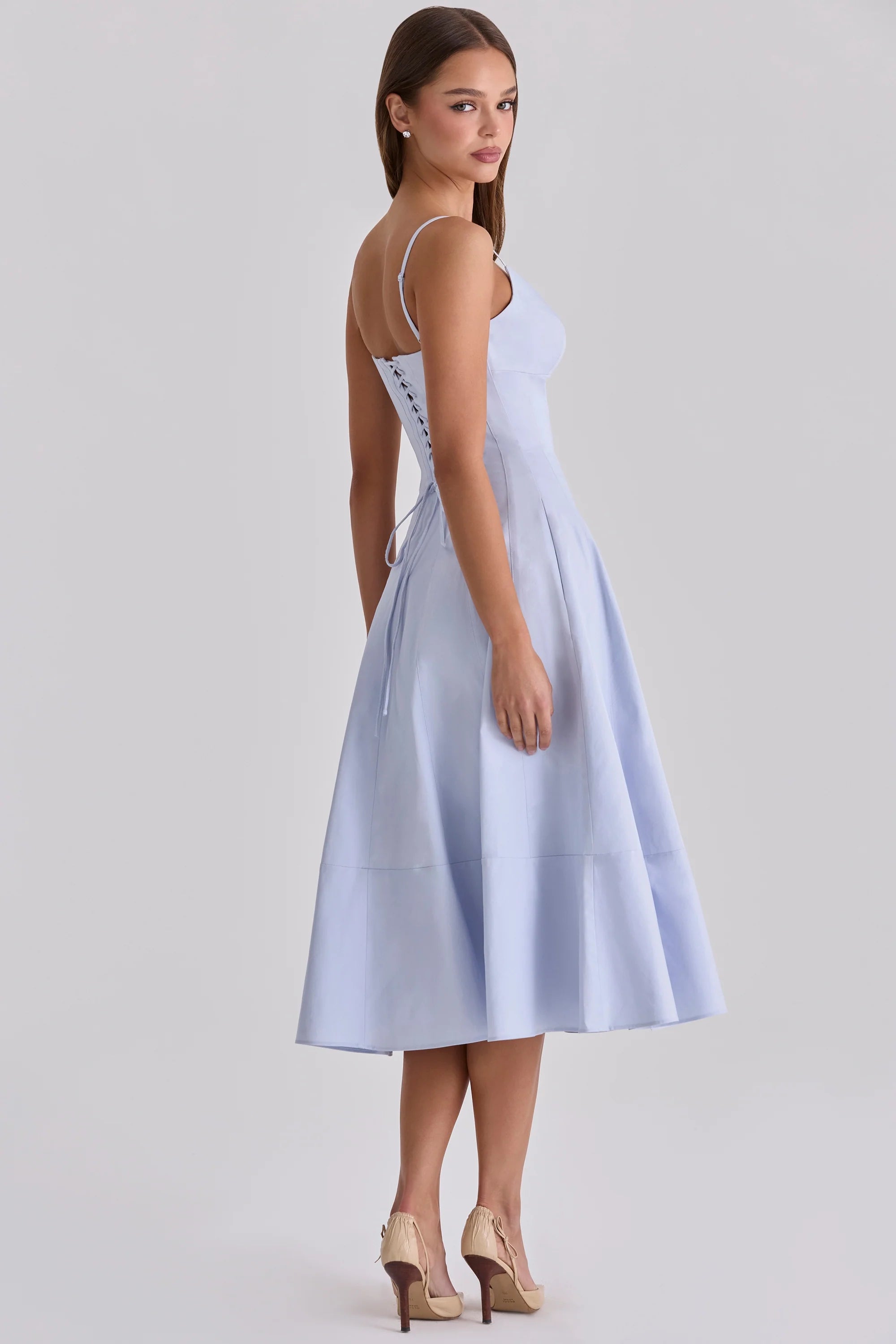 bluebell lace up cotton midi sundress