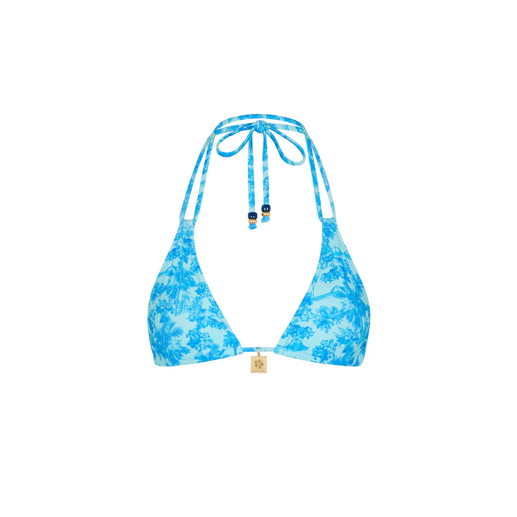 Simple Strap Halter Bikini Top - Ocean Paradise
