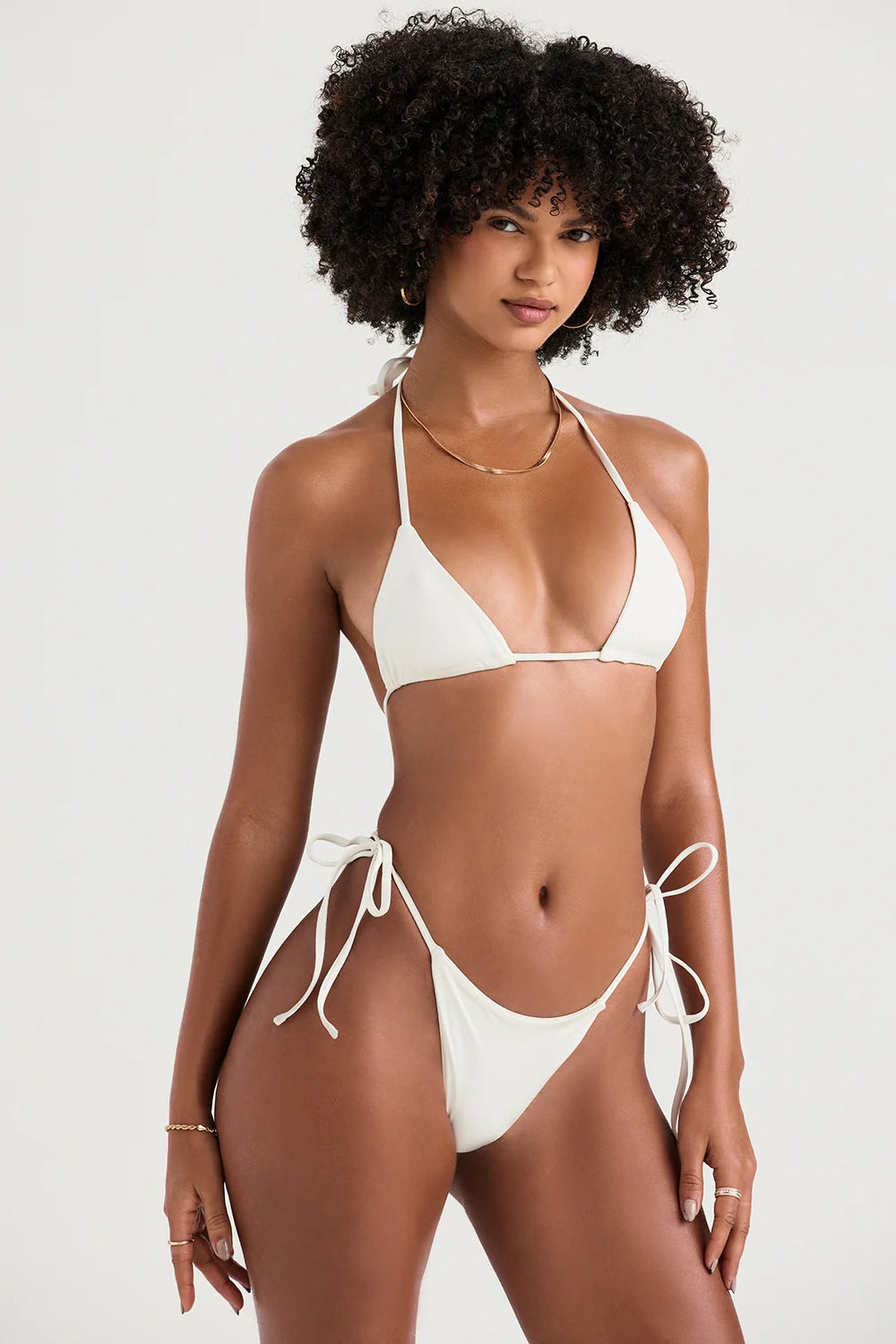 ivory tie side bikini bottom