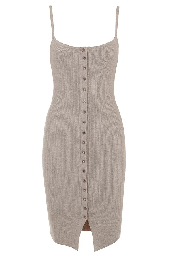 beige cashmere knit midi dress - sale