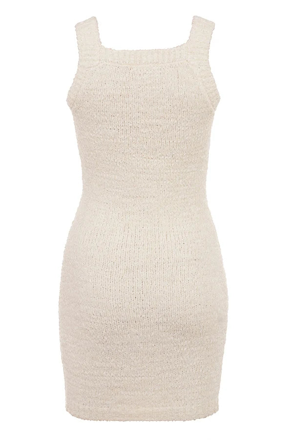 cream chenille knit mini dress