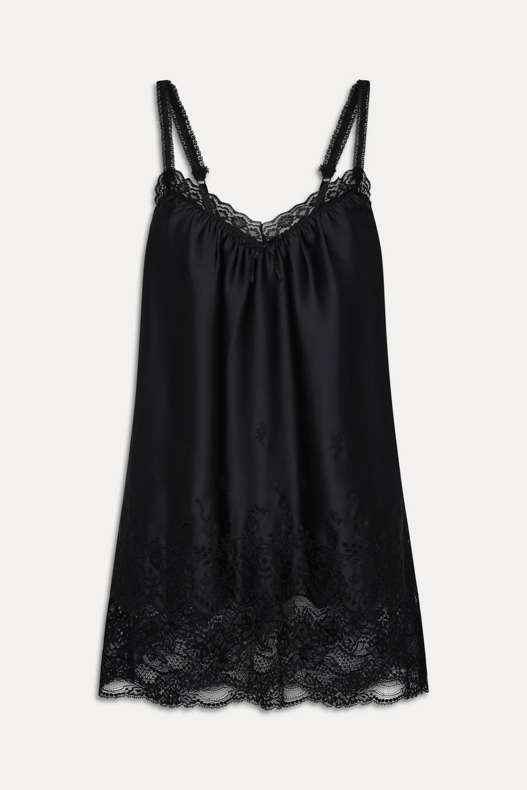 First Crush Satin Babydoll Dress - Black