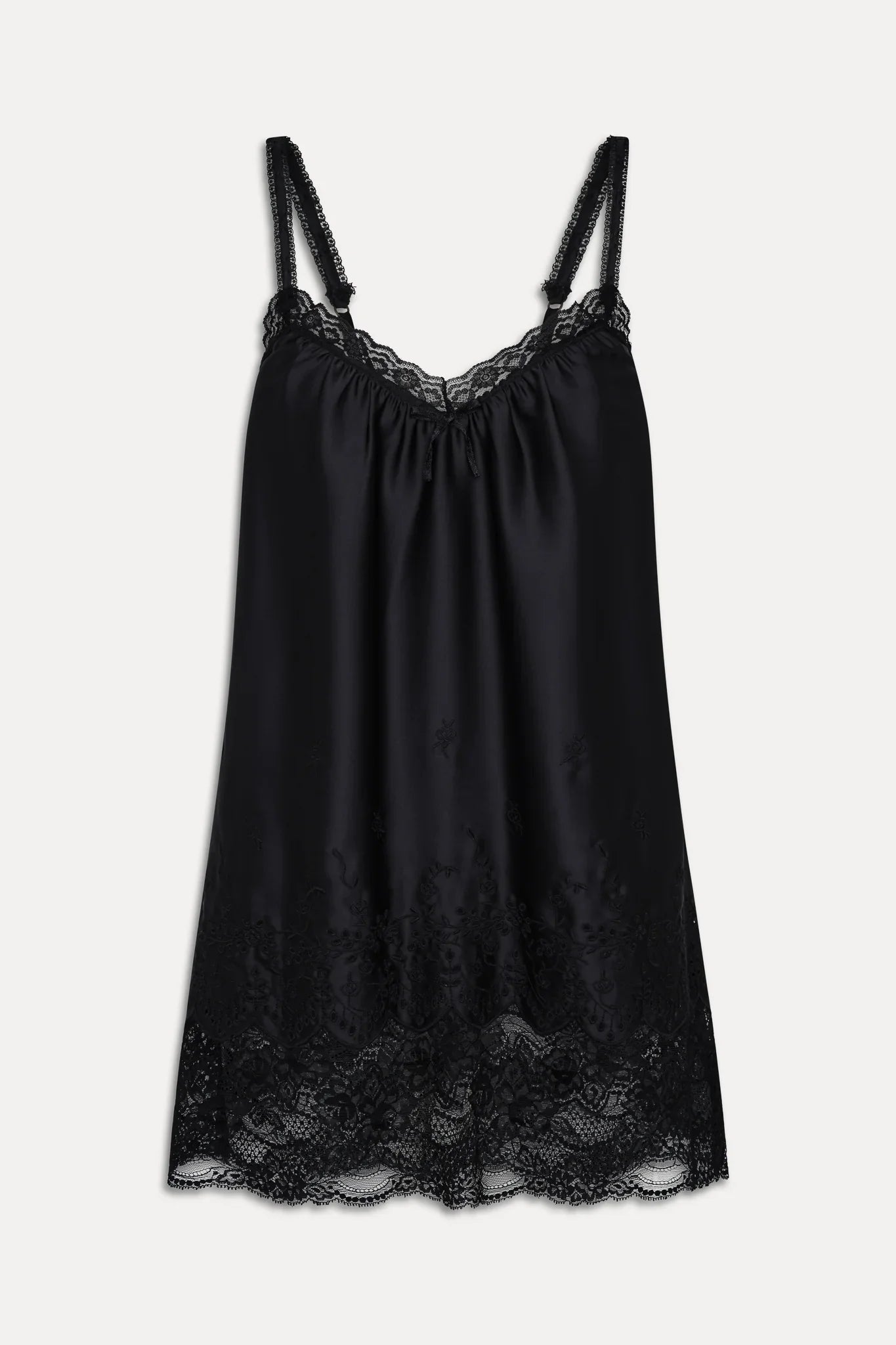 First Crush Satin Babydoll Dress - Black