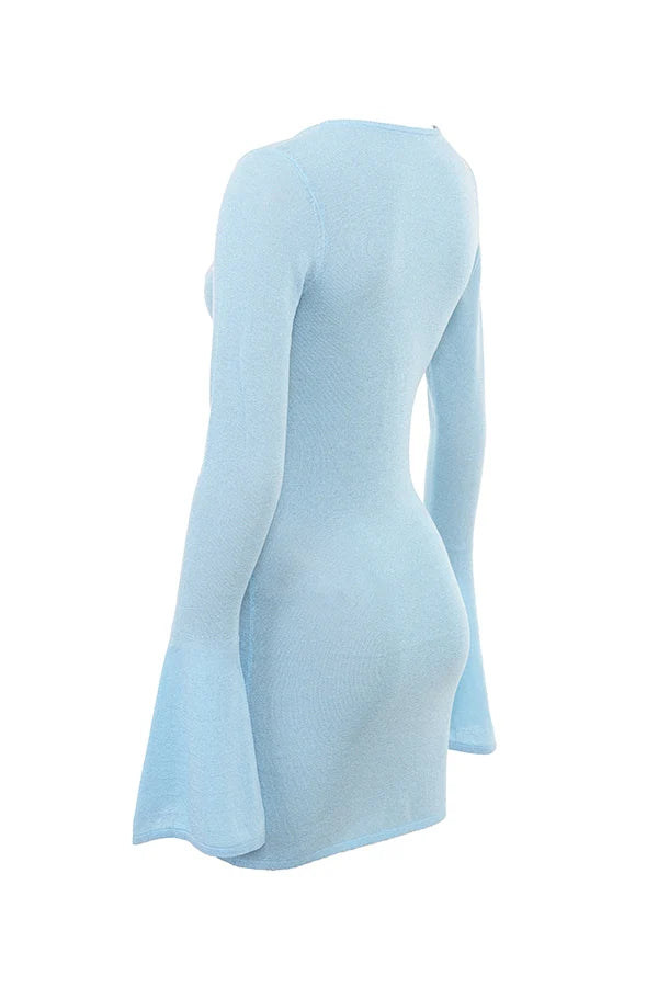 ocean blue knit mini dress - sale