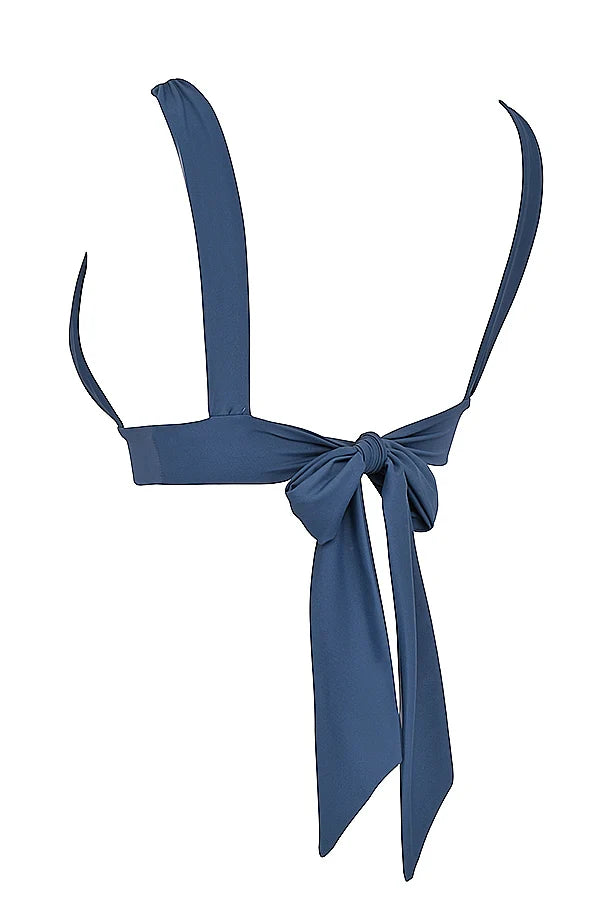 deep blue tie back bikini top