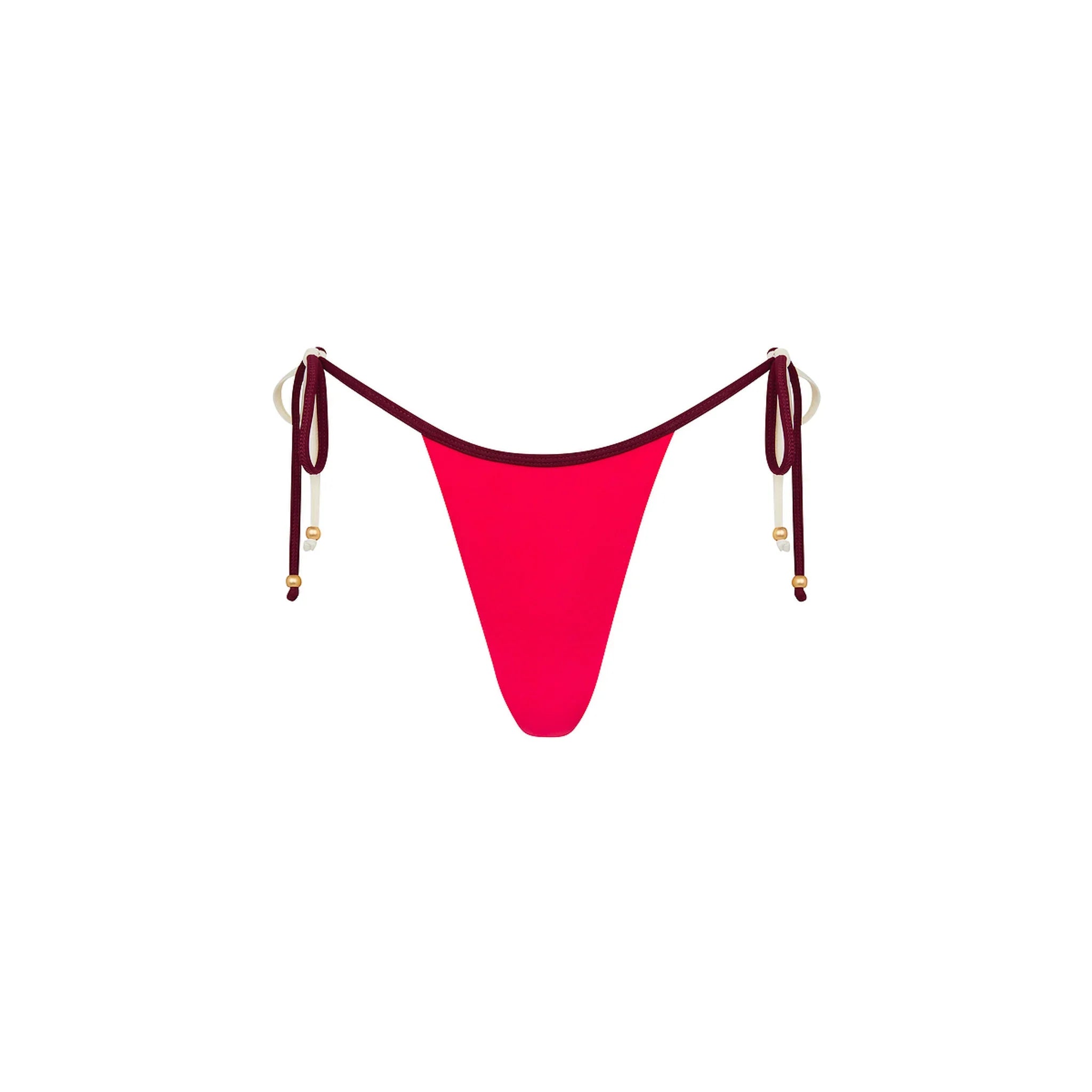 Micro Thong Tie Side Bikini Bottom - Cherry Cola