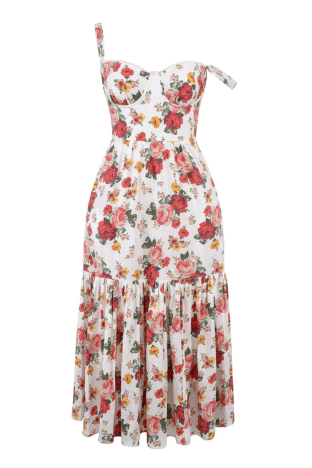 italian rose print cotton midi sundress