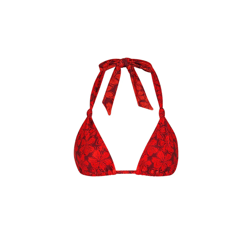 Soft Knot Halter Bikini Top - Sassy Sangria