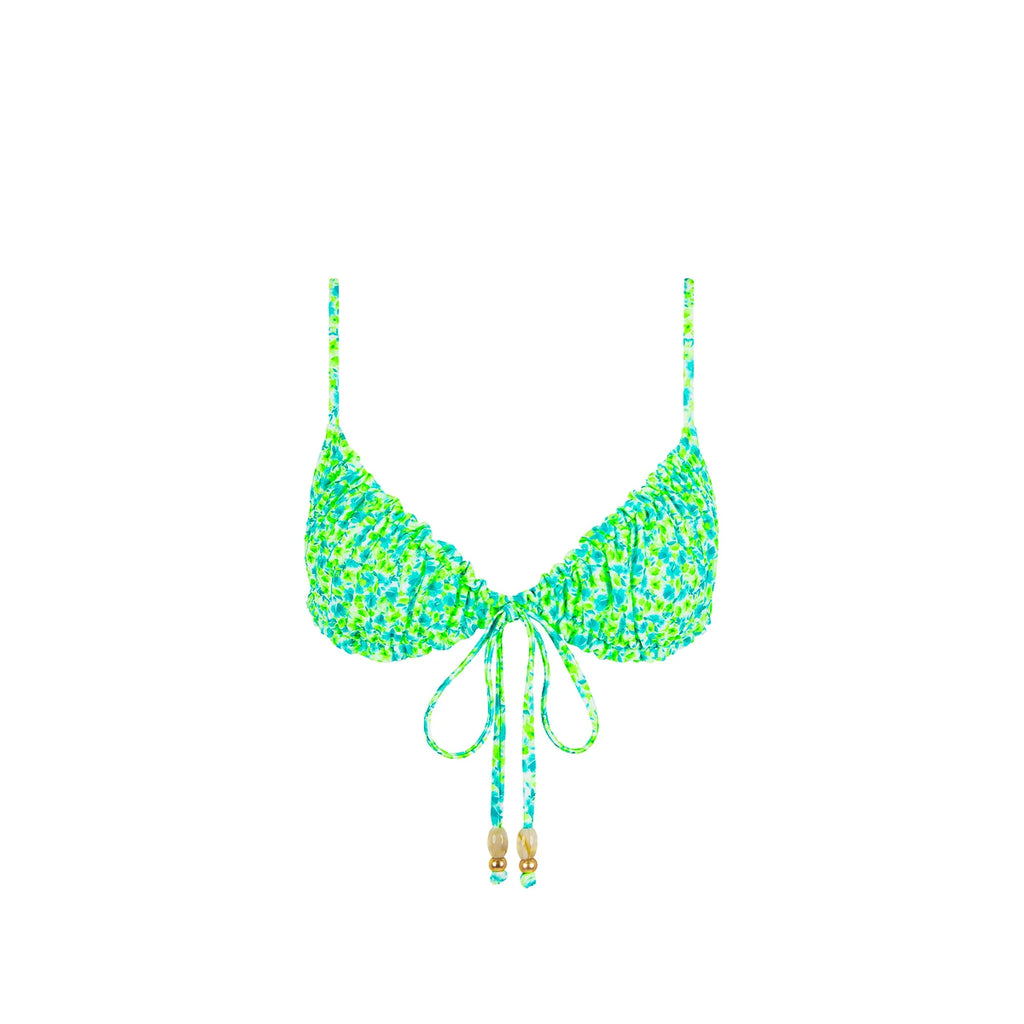 Ruched Bow Bralette Bikini Top - Apple Blossom