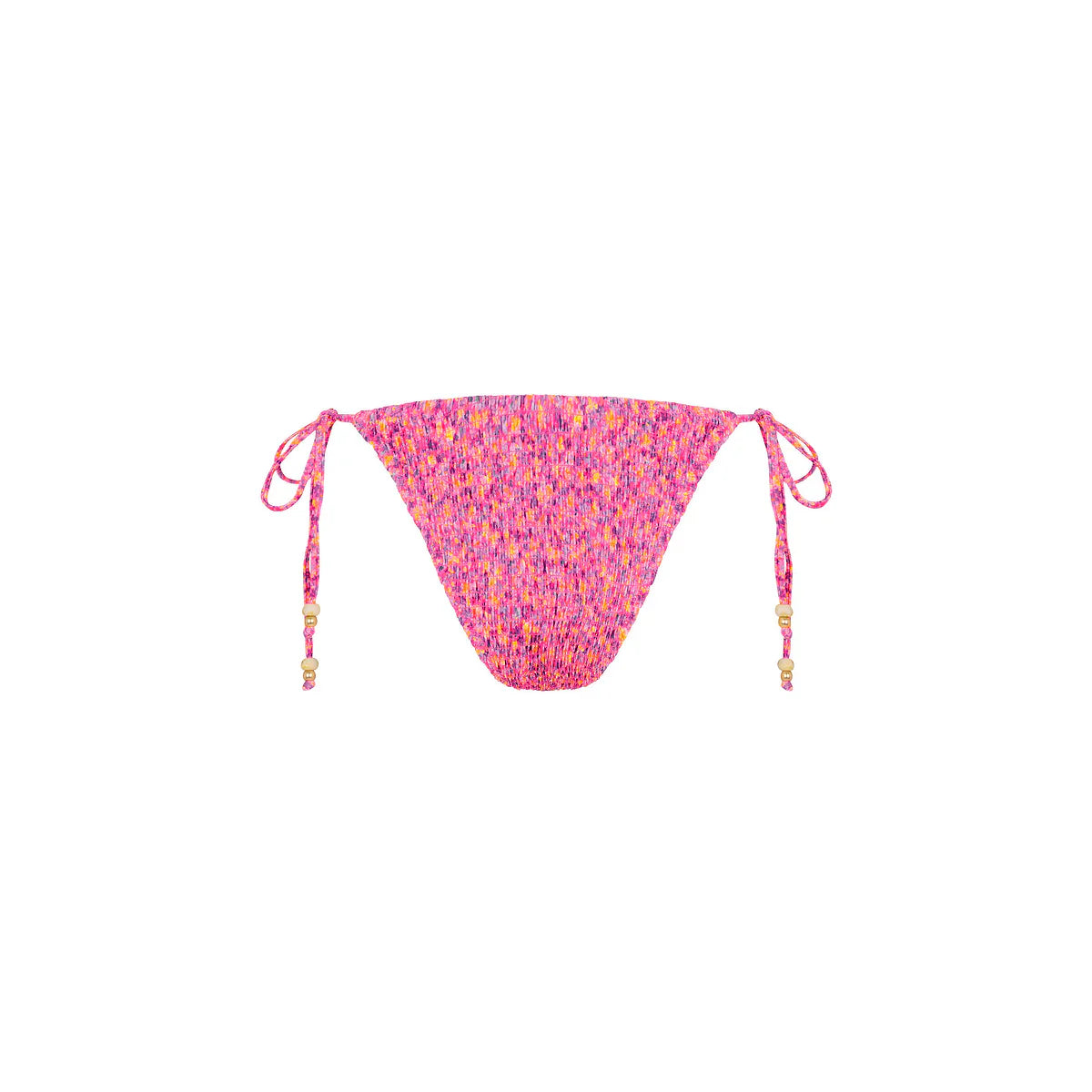 Shirred Dipped Cheeky Tie Bikini Bottom - Gelato Bloom