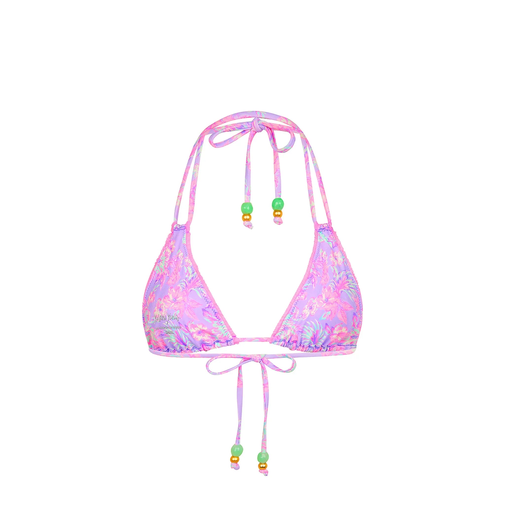 Decorative Panel Halter Bikini Top - Lilac Love