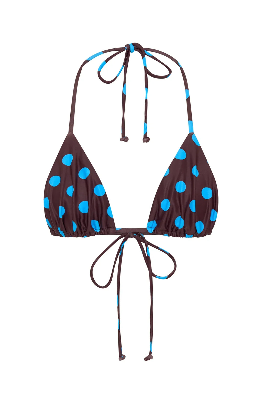 Golden Hour Bikini Top Cocoa Blue Polka Dot