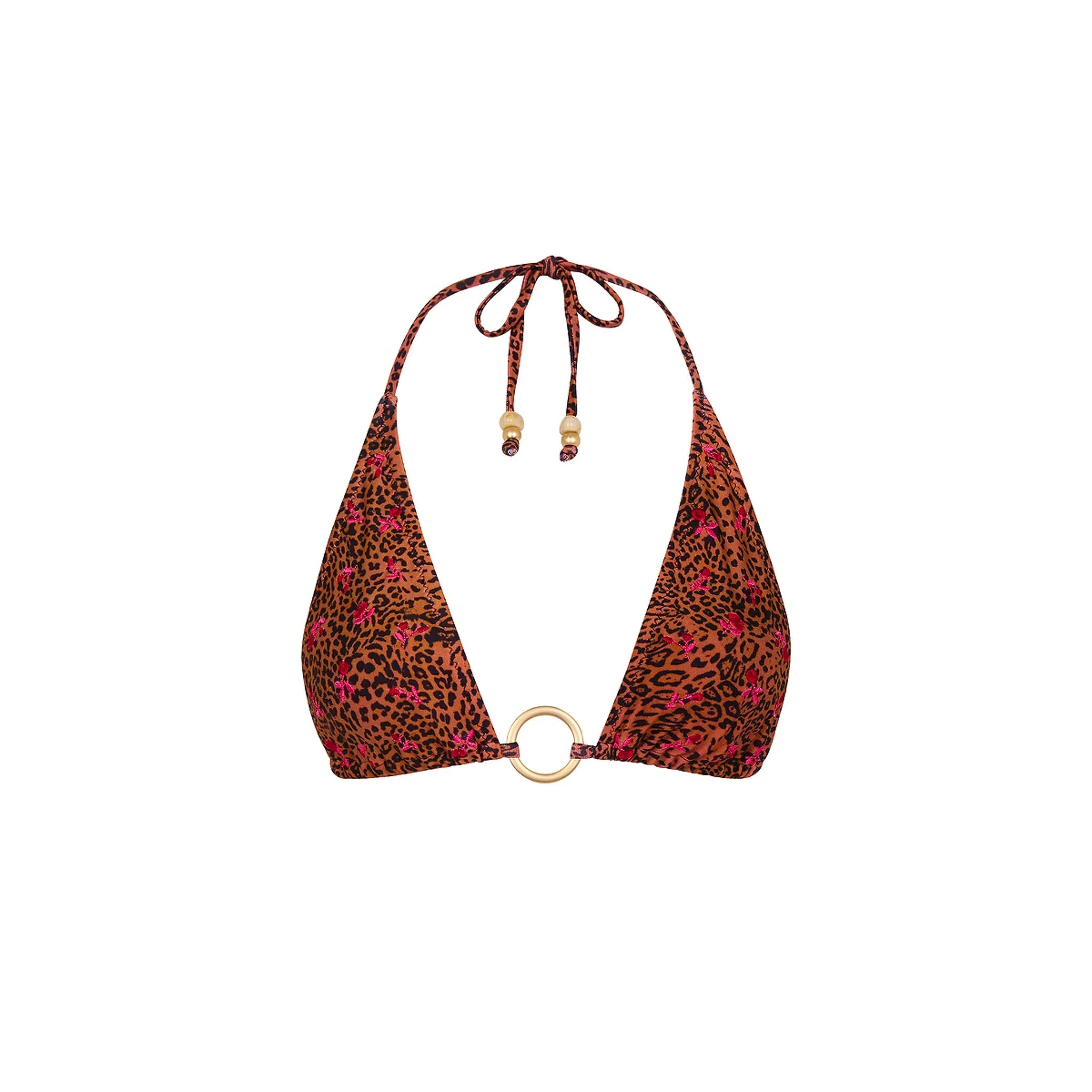 Ring Halter Bikini Top - Wild Rose