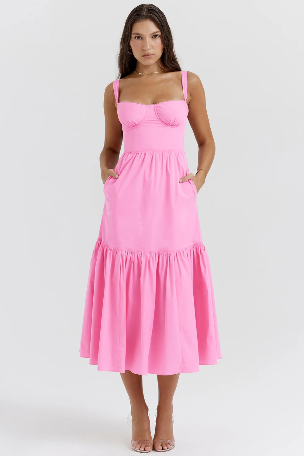 french pink midi sundress
