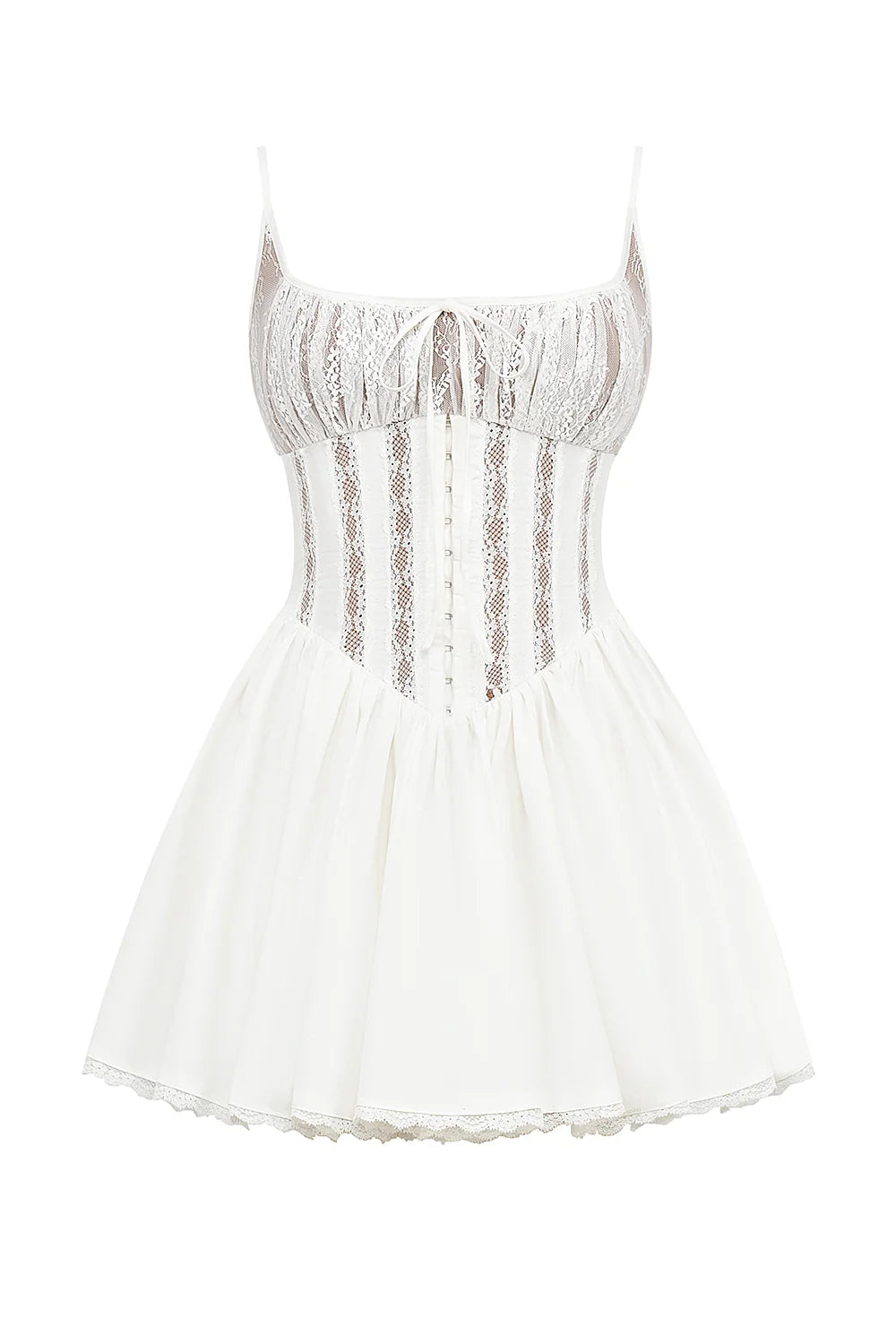 white cotton corset mini dress