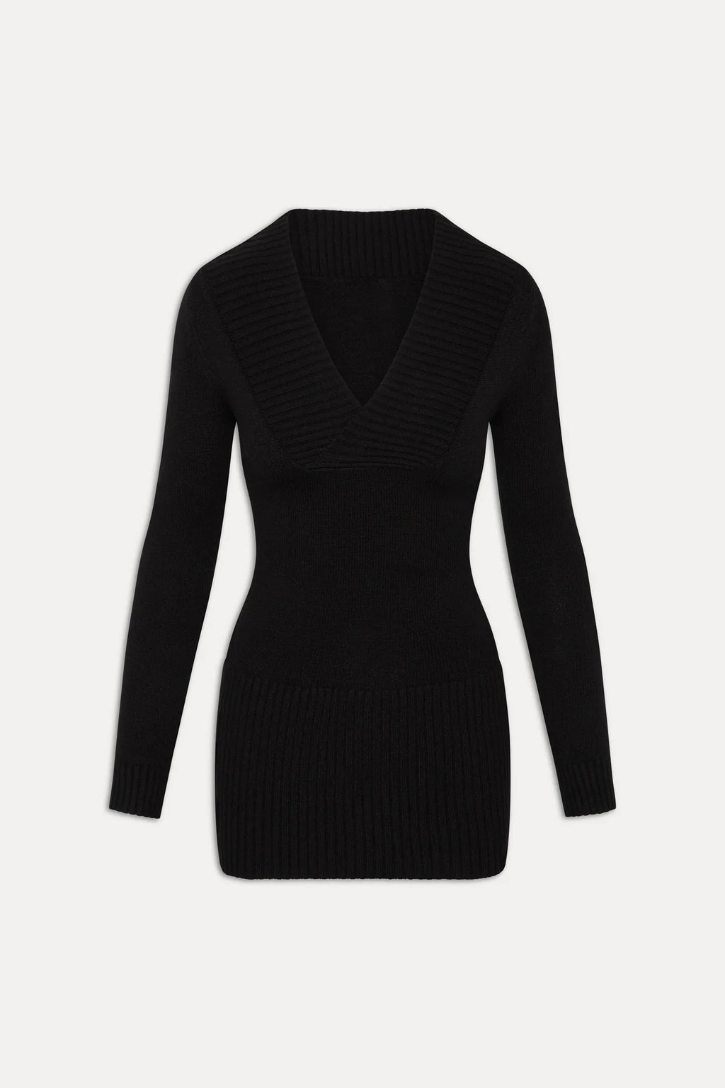 Jade Long Sleeve Knit Mini Dress - Black