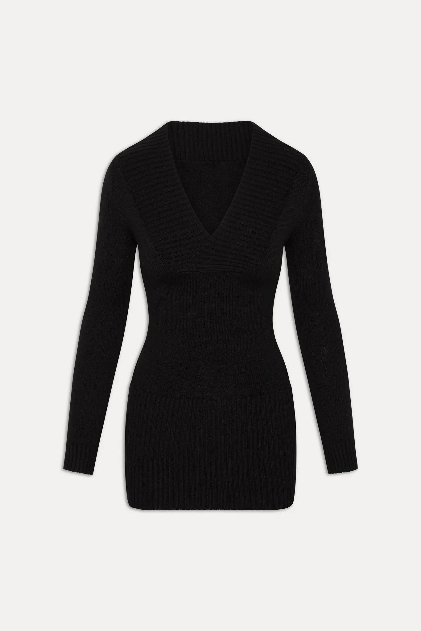 Jade Long Sleeve Knit Mini Dress - Black