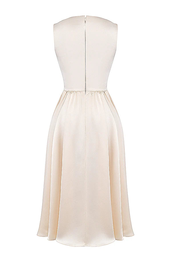 vintage cream midi dress