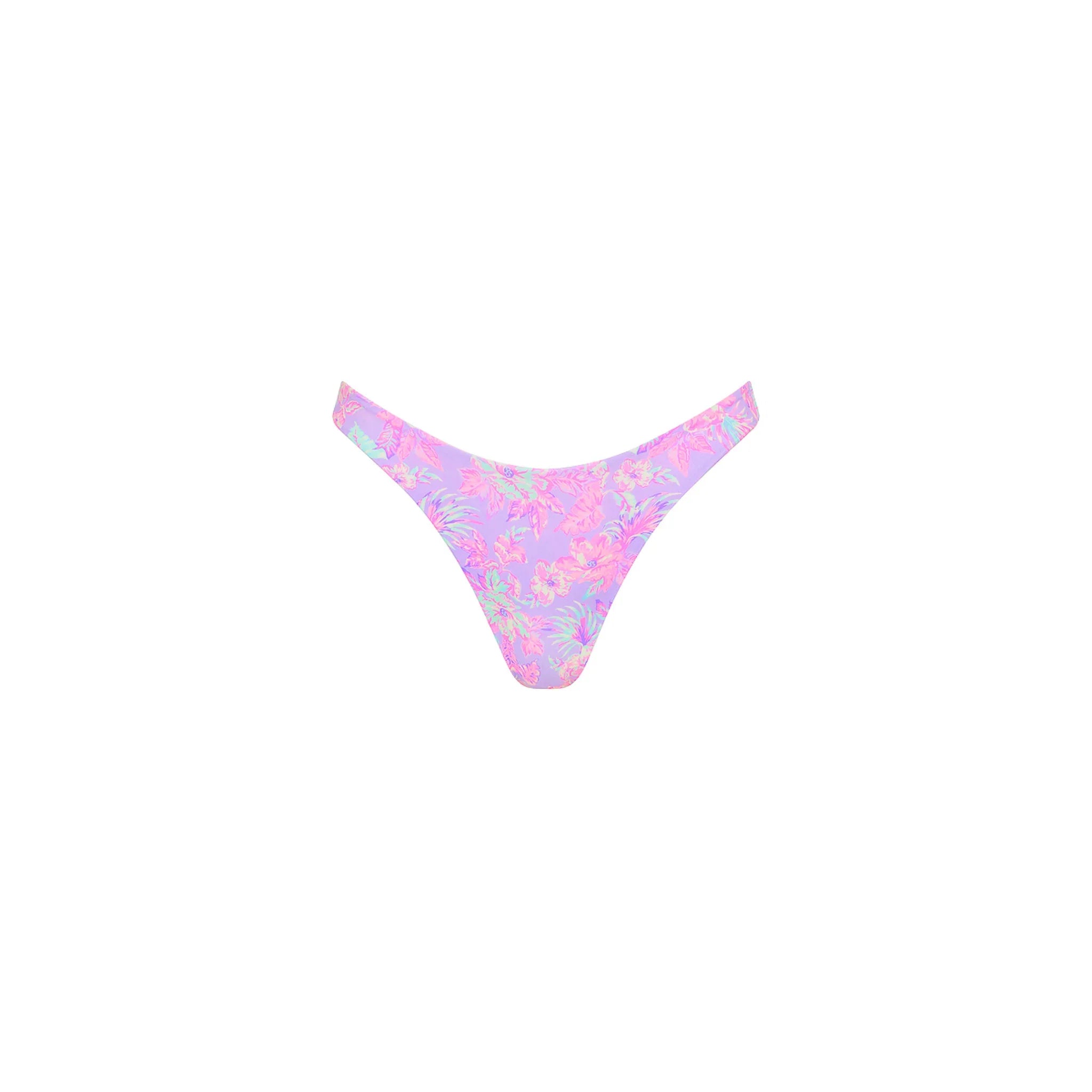Gathered Deep V Thong Bikini Bottom - Lilac Love