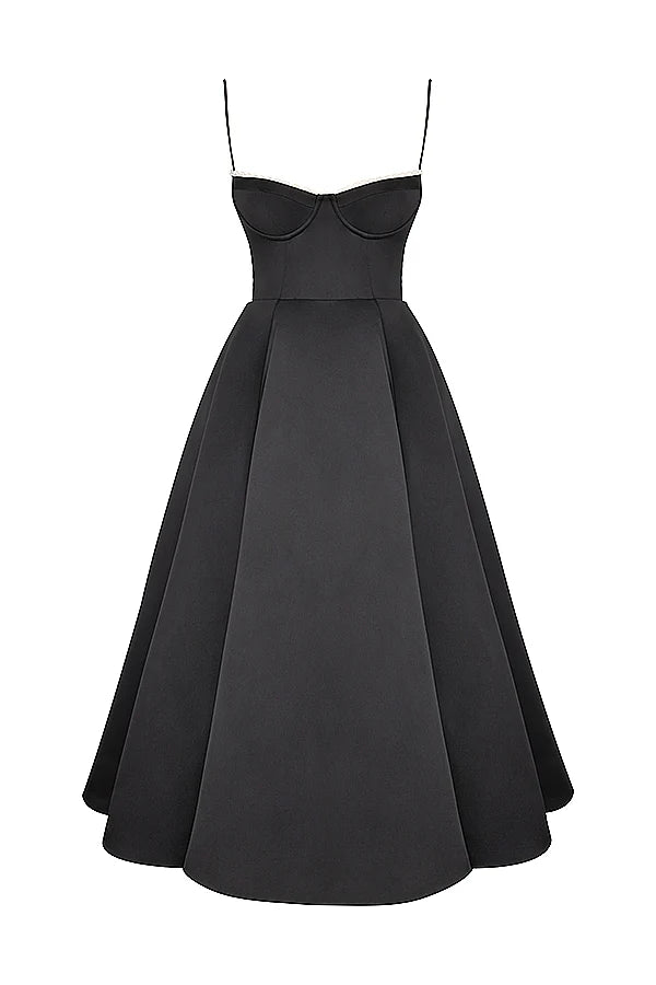 black tulle midi dress