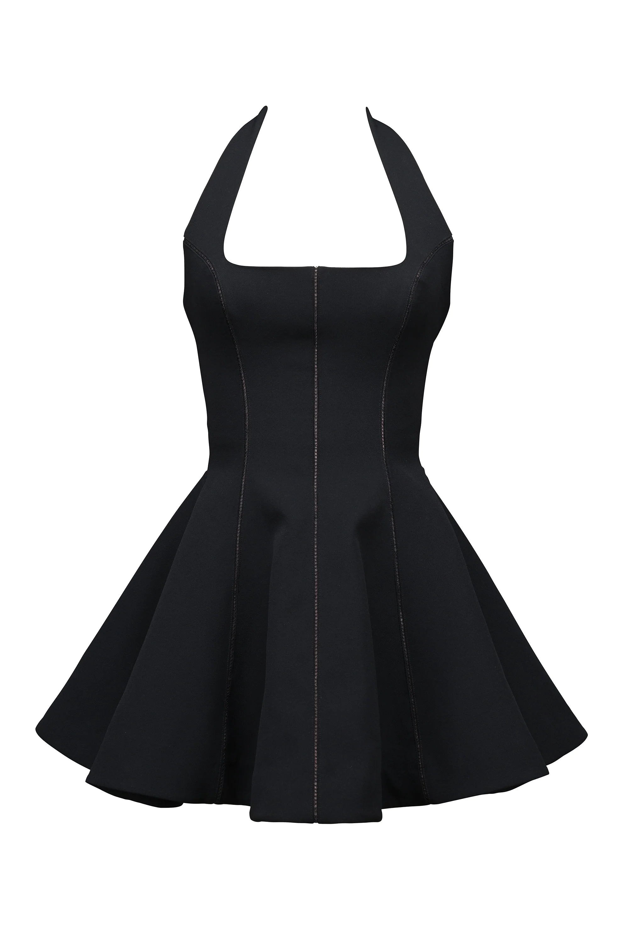 black halter neck bow mini dress