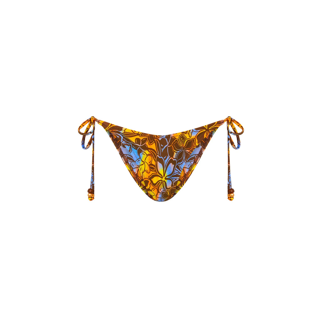 Dipped Cheeky Tie Bikini Bottom - Frangipani Fizz