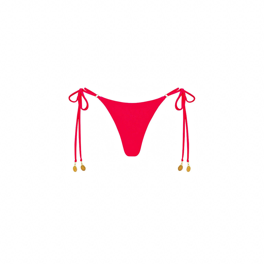 Thong Tie Side Bikini Bottom - Cherry Crush