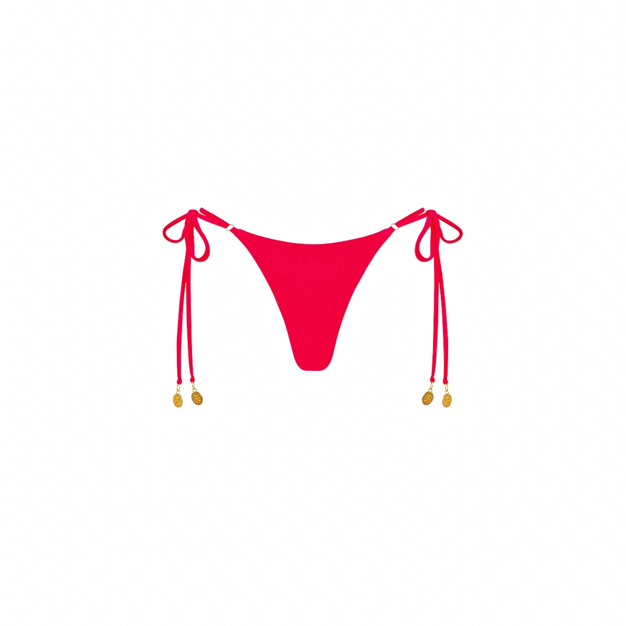 Thong Tie Side Bikini Bottom - Cherry Crush