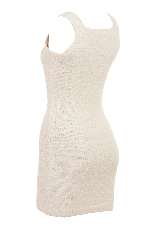 cream chenille knit mini dress