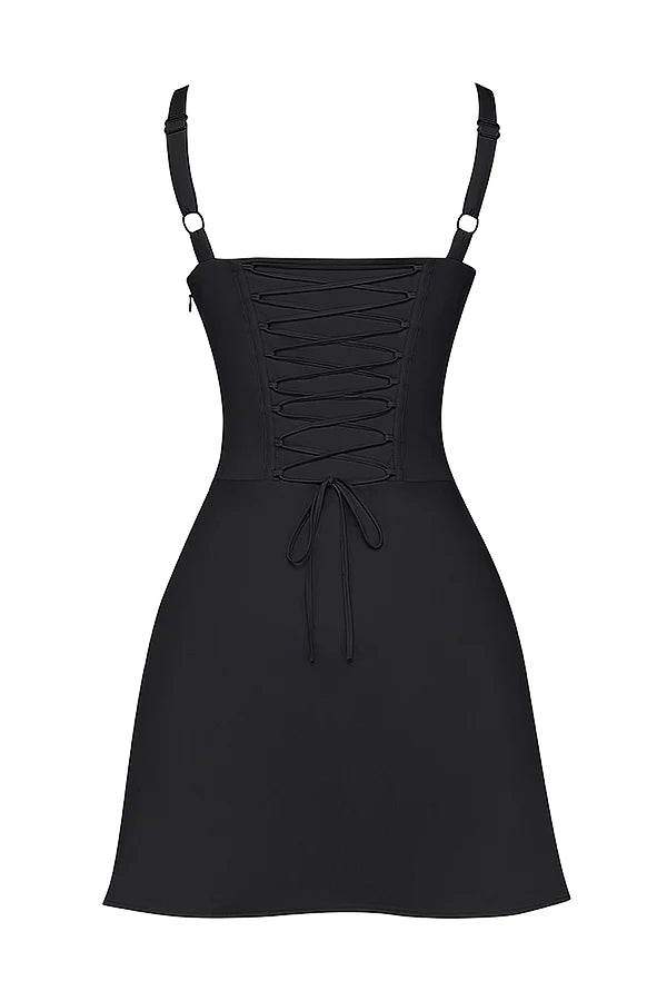 black corset mini dress