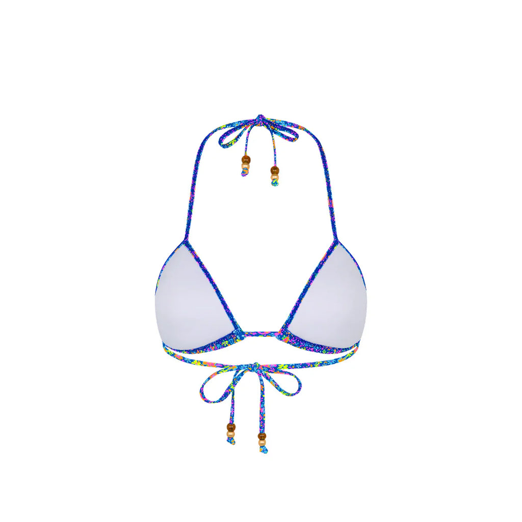Padded Bind Triangle Bikini Top - Electric Bloom