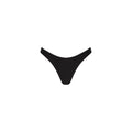 Gathered Deep V Thong Bikini Bottom - Twilight Black
