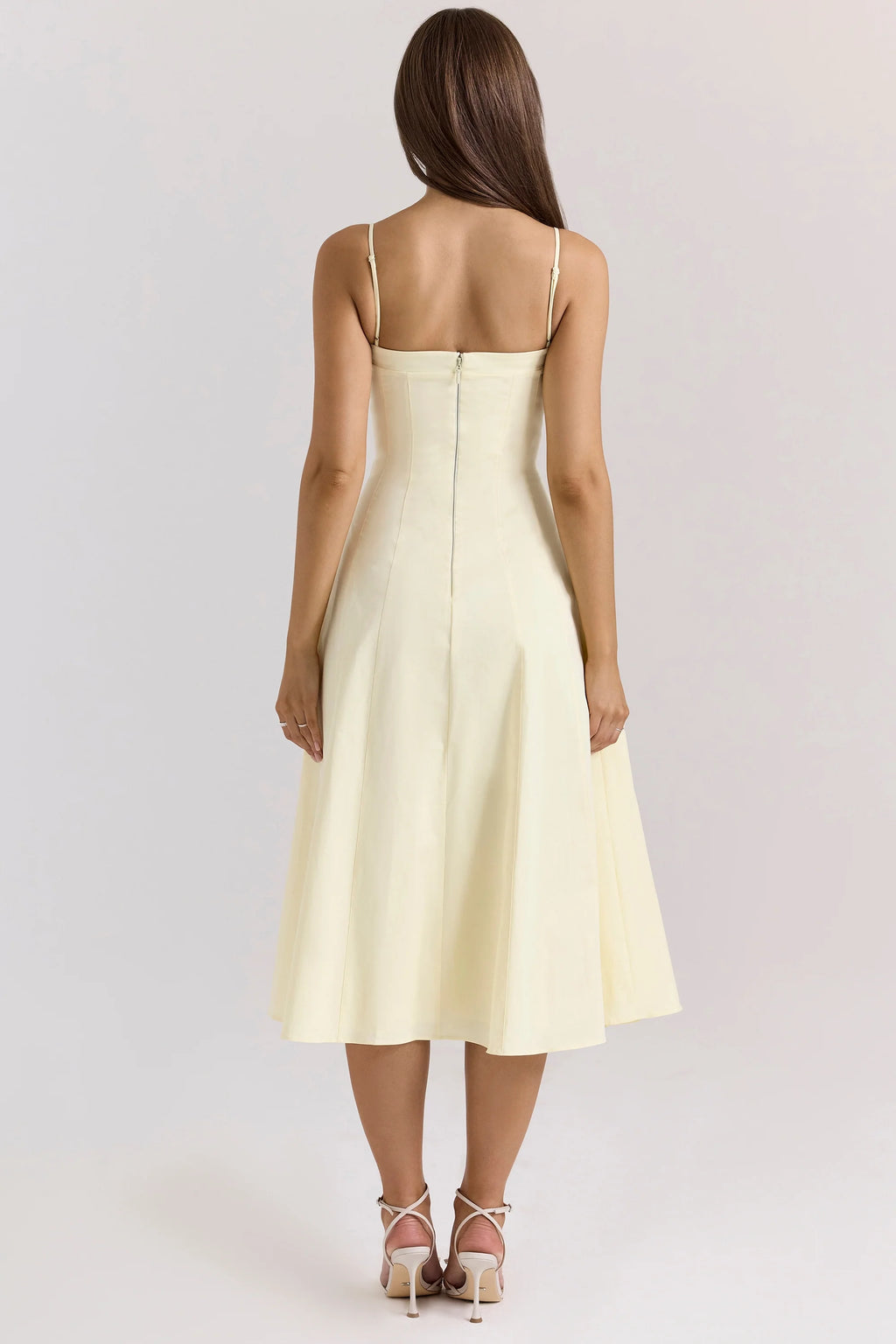 lemon stretch cotton a-line midi sundress