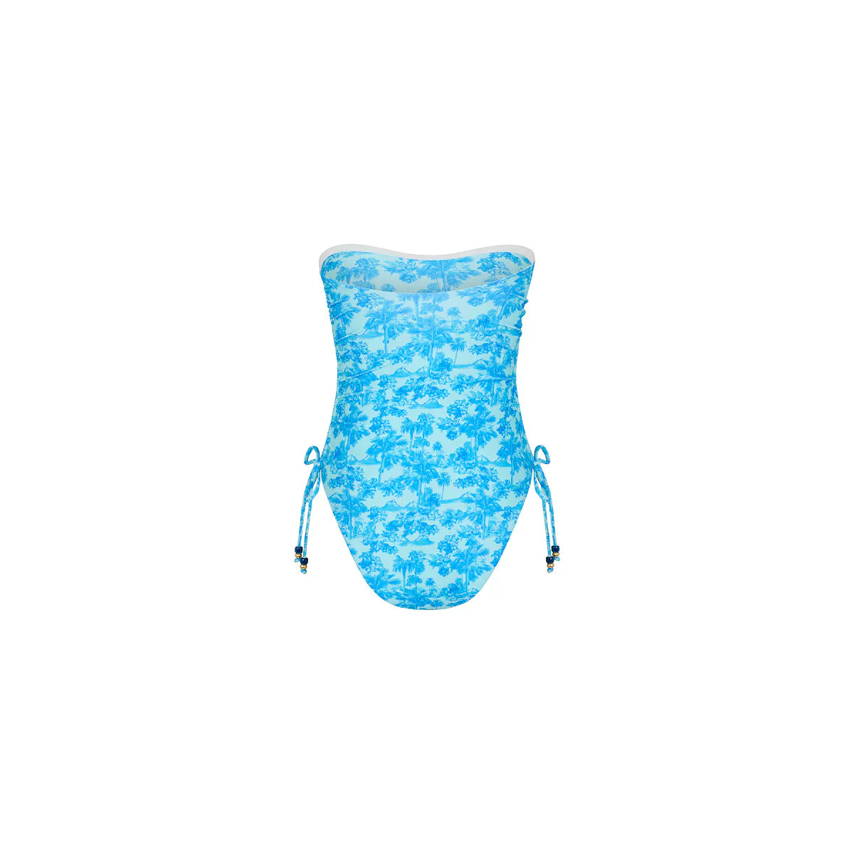 Ruched Bandeau Classic Cut One Piece - Ocean Paradise