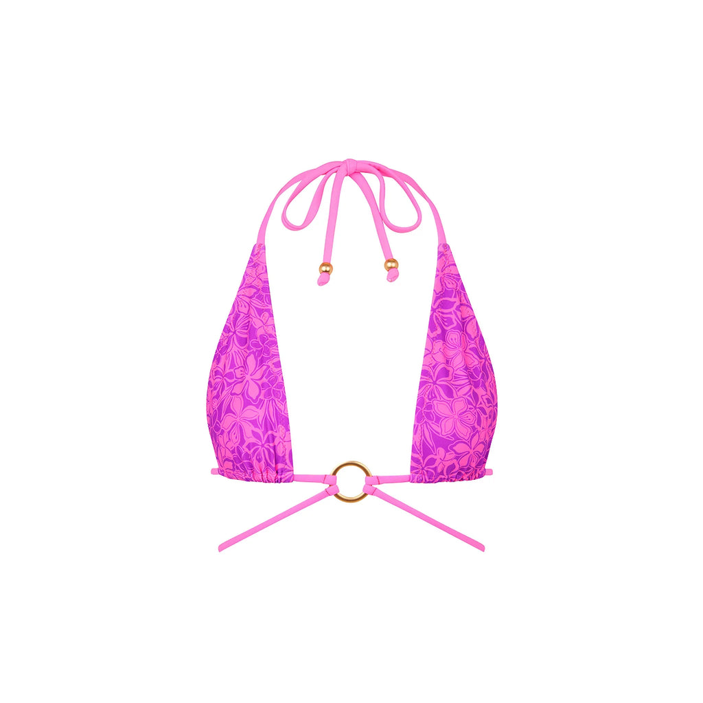 Halo Ring Halter Bikini Top - Bubble Berry