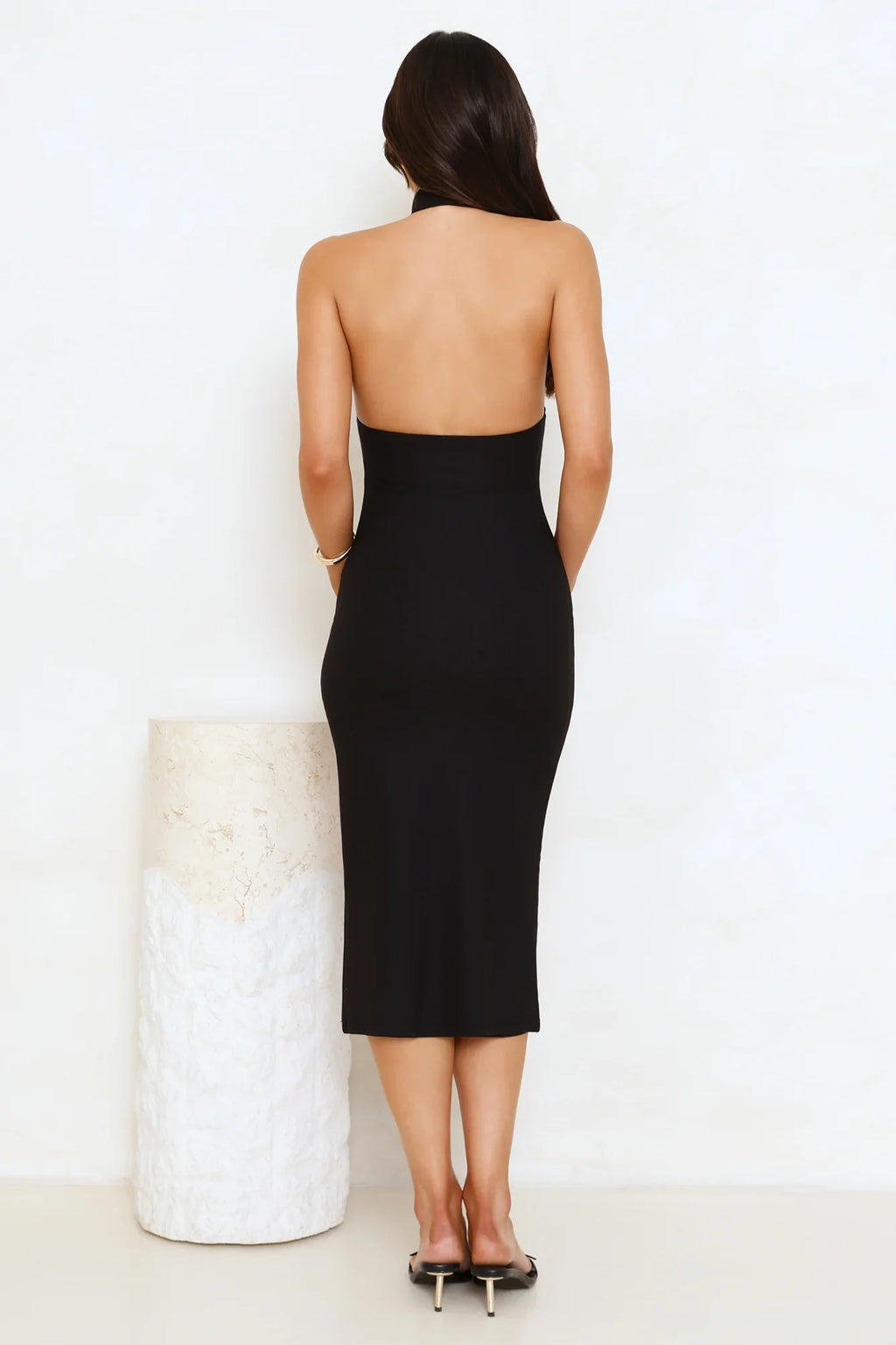 Sweet Temptations Halter Midi Dress Black