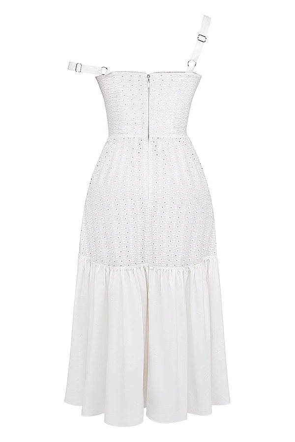 white broderie anglaise midi sundress