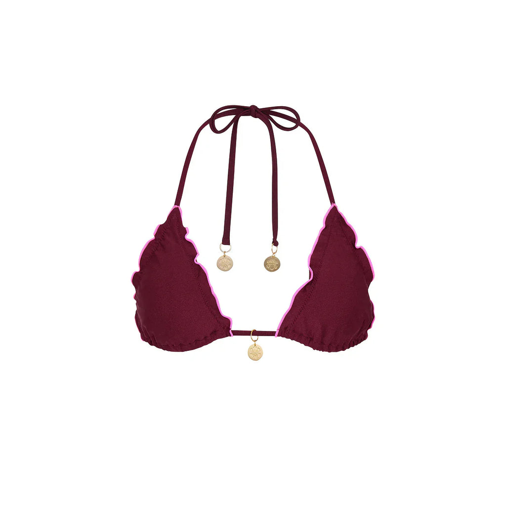 Lettuce Edge Bralette Bikini Top - Sangria Spritz