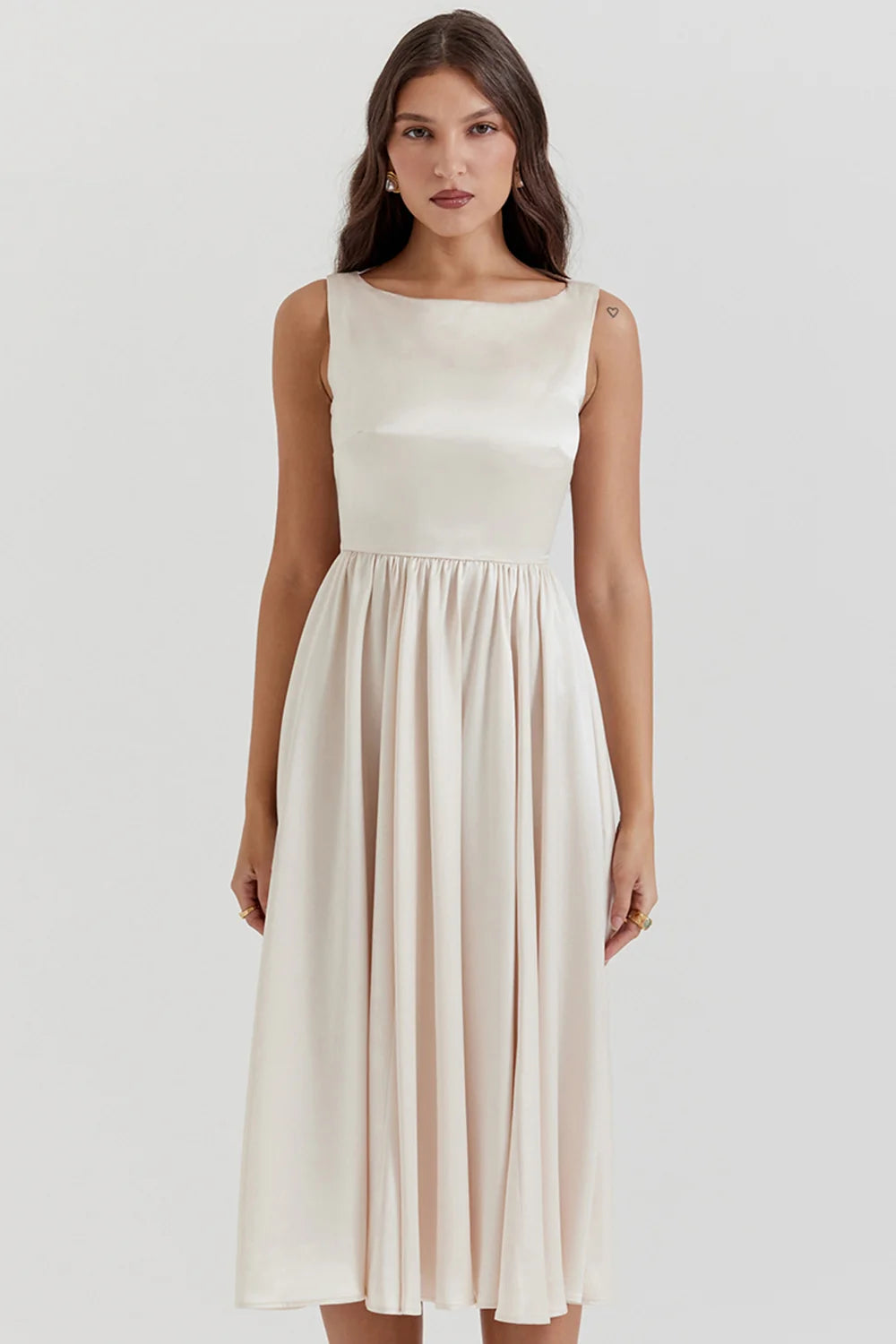 vintage cream midi dress