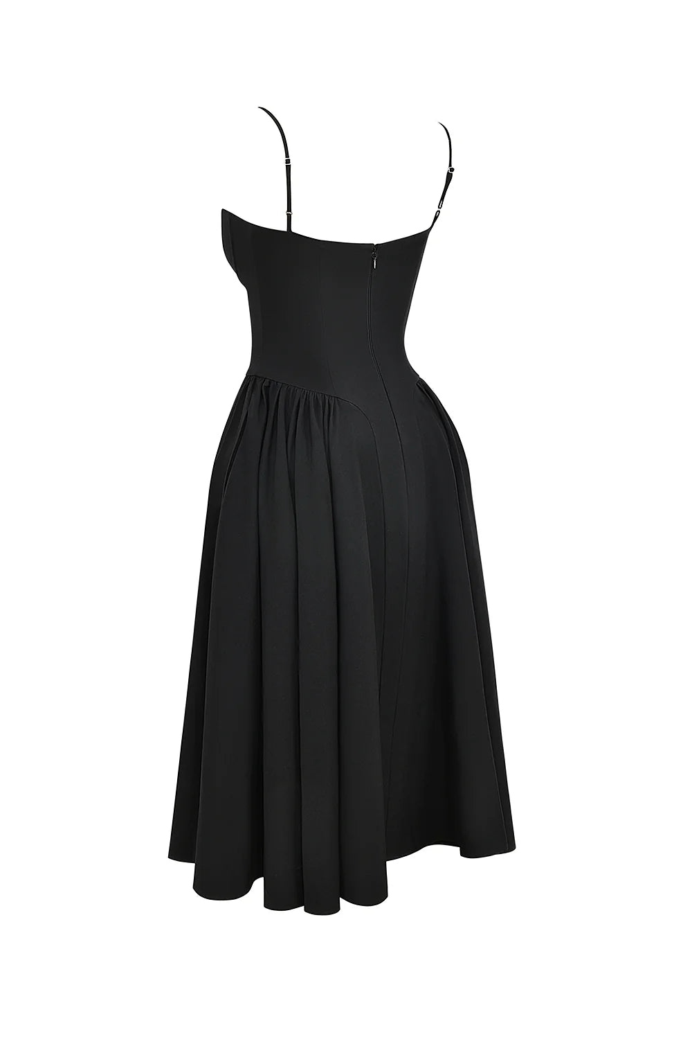 black corset midi dress