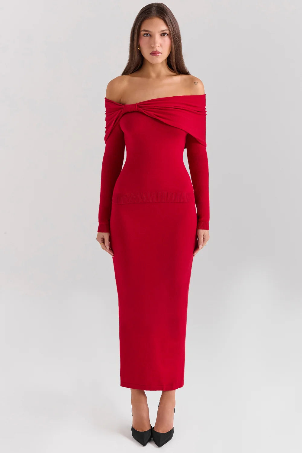holly red cashmere blend midi skirt