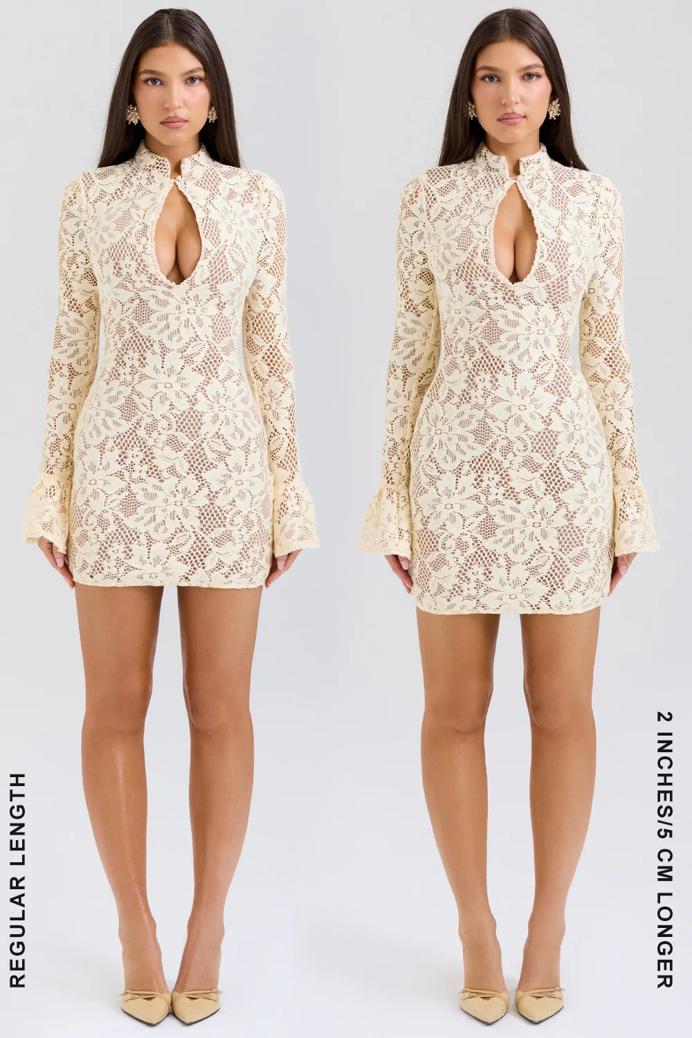 buttermilk keyhole lace mini dress