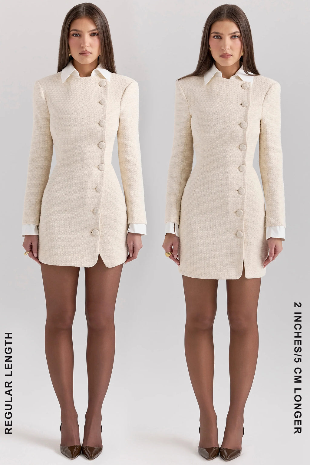 cream boucle tweed mini dress