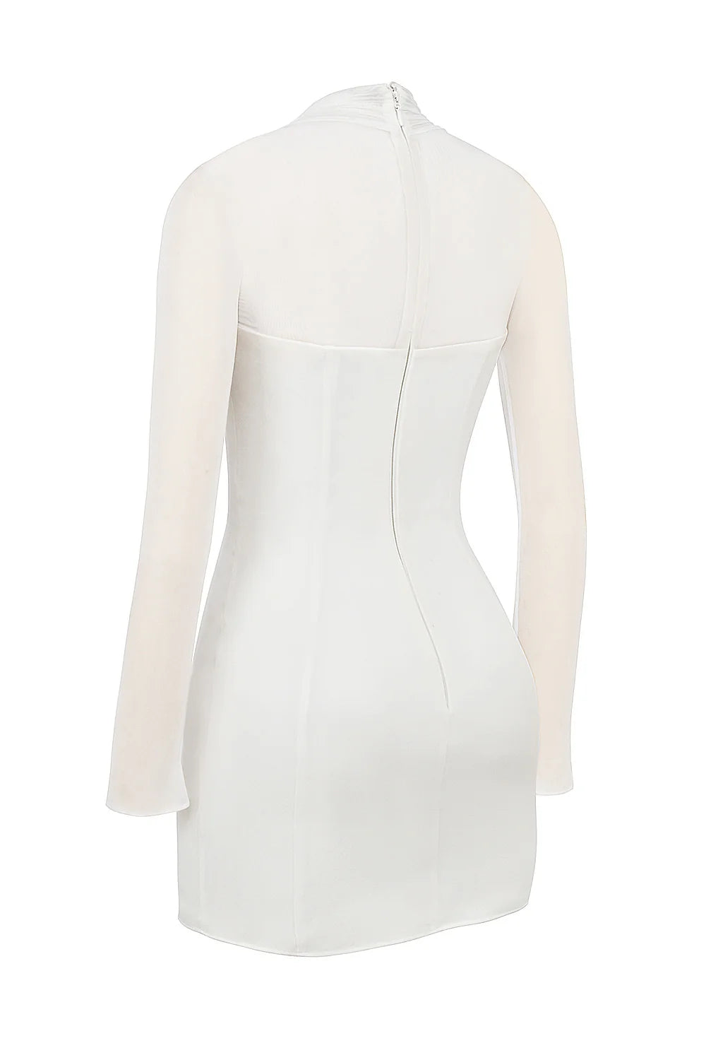 white plunge mini dress