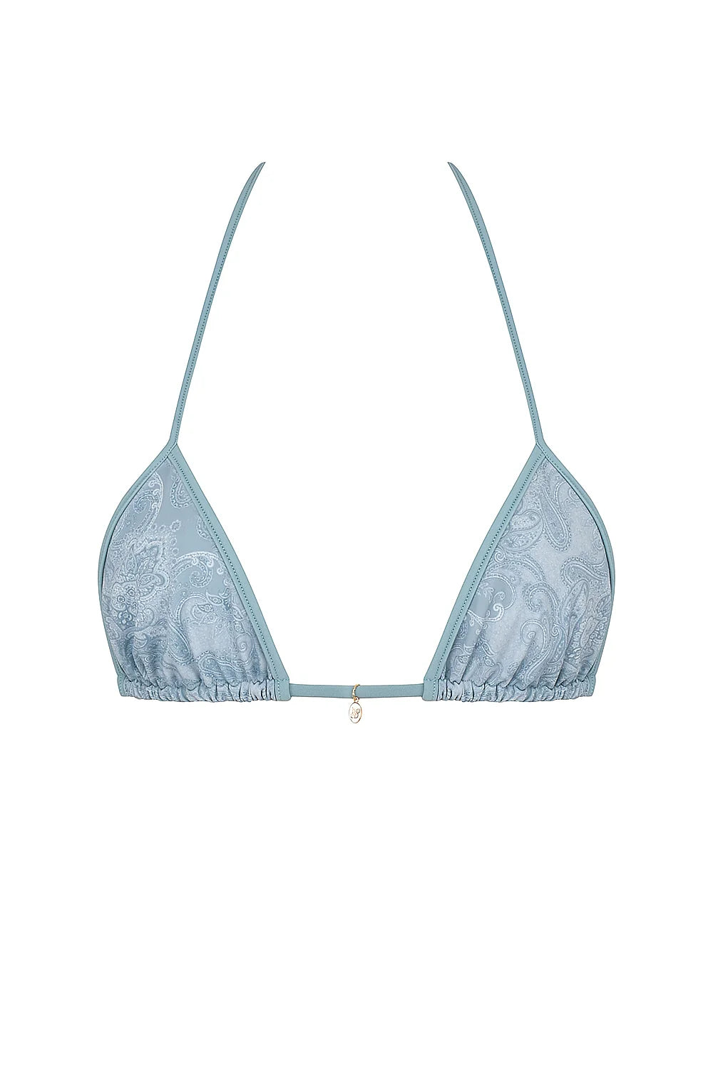 blue paisley triangle bikini top