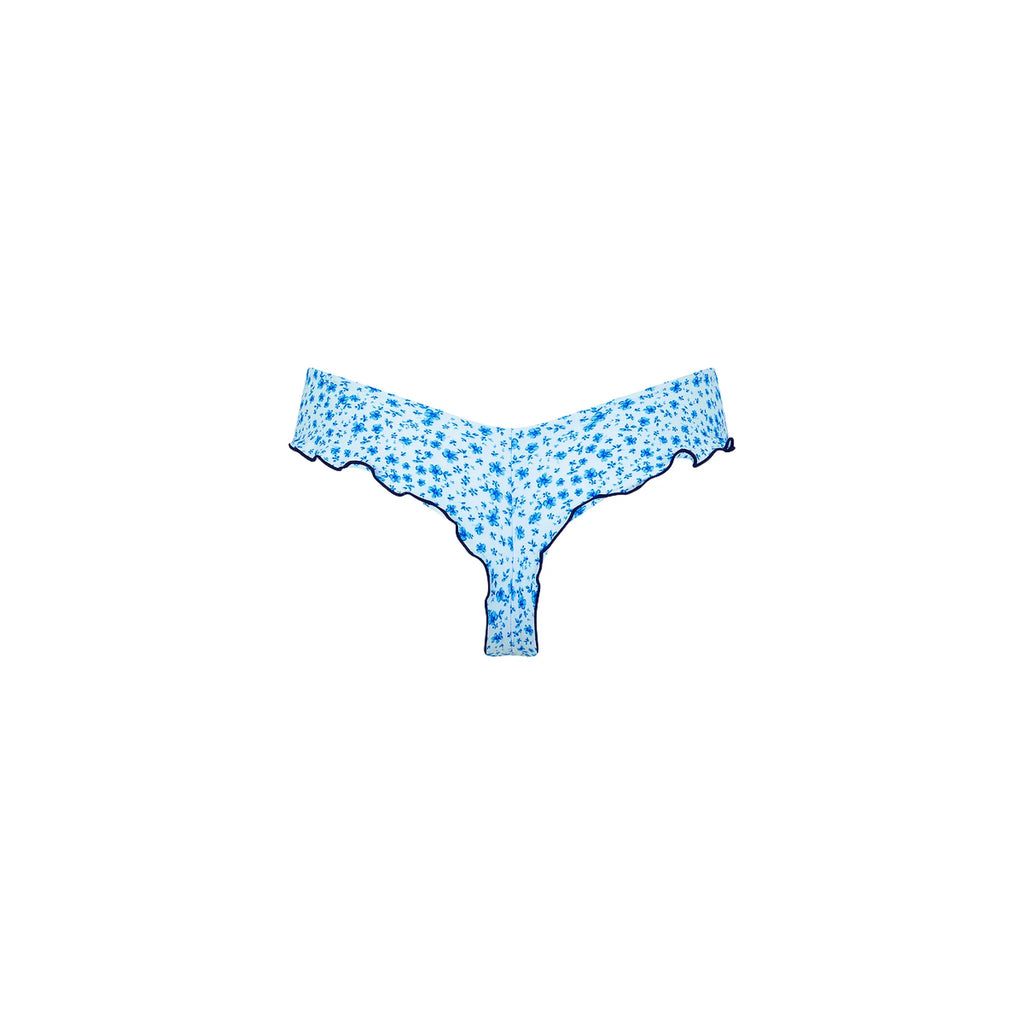 Lettuce Frill Thong Bikini Bottom - Dream Flower