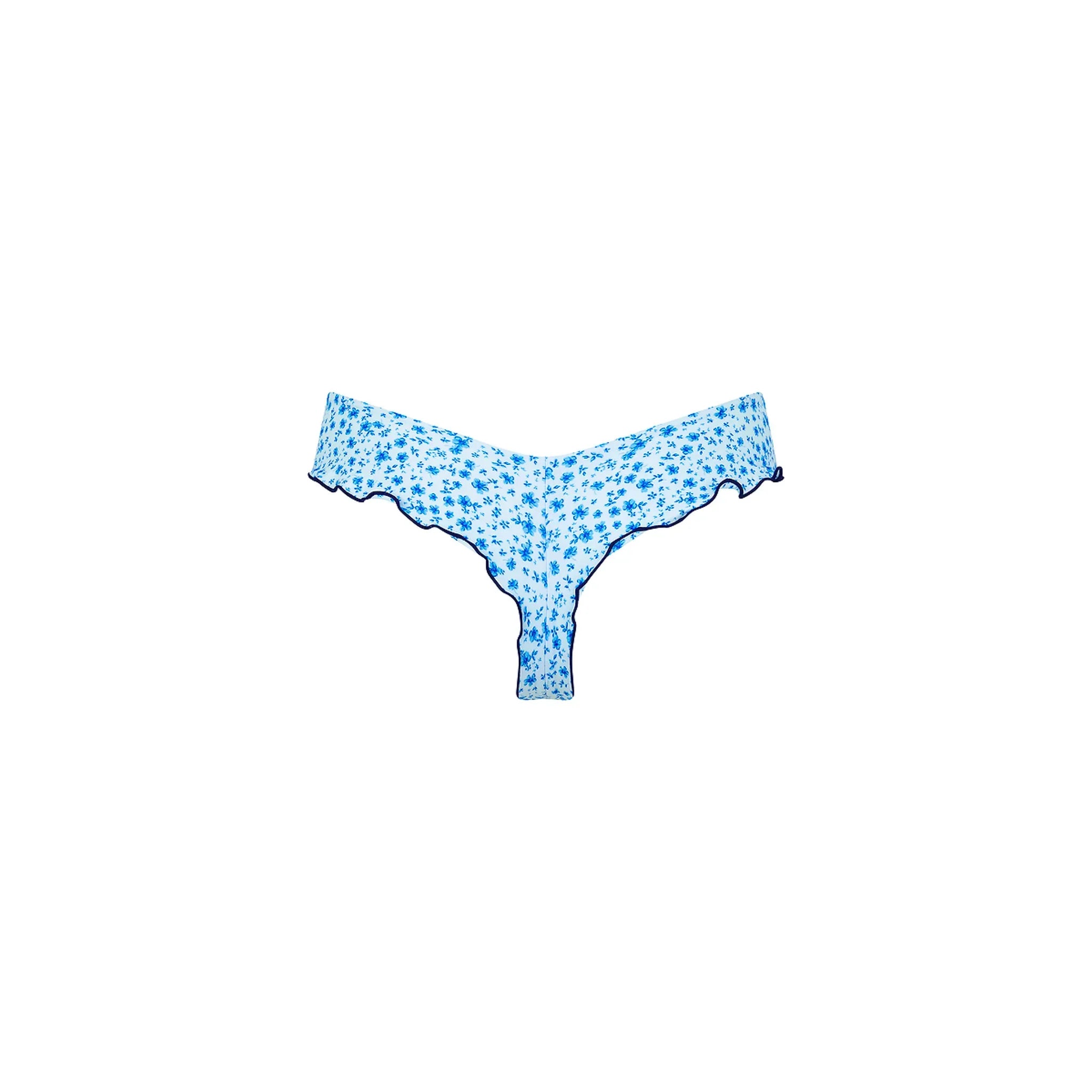 Lettuce Frill Thong Bikini Bottom - Dream Flower