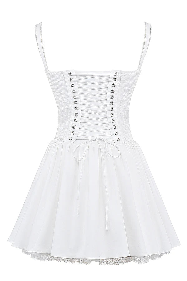 white corset mini dress