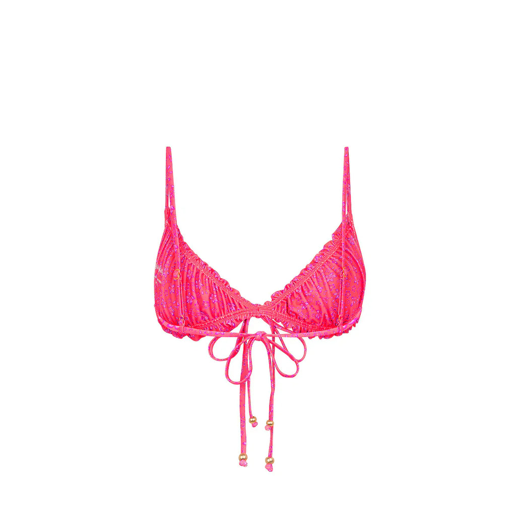 Ruched Bow Bralette Bikini Top - Kiss Me