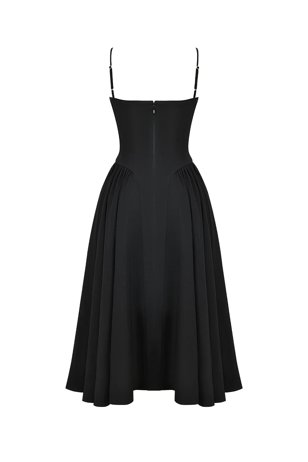 black corset midi dress